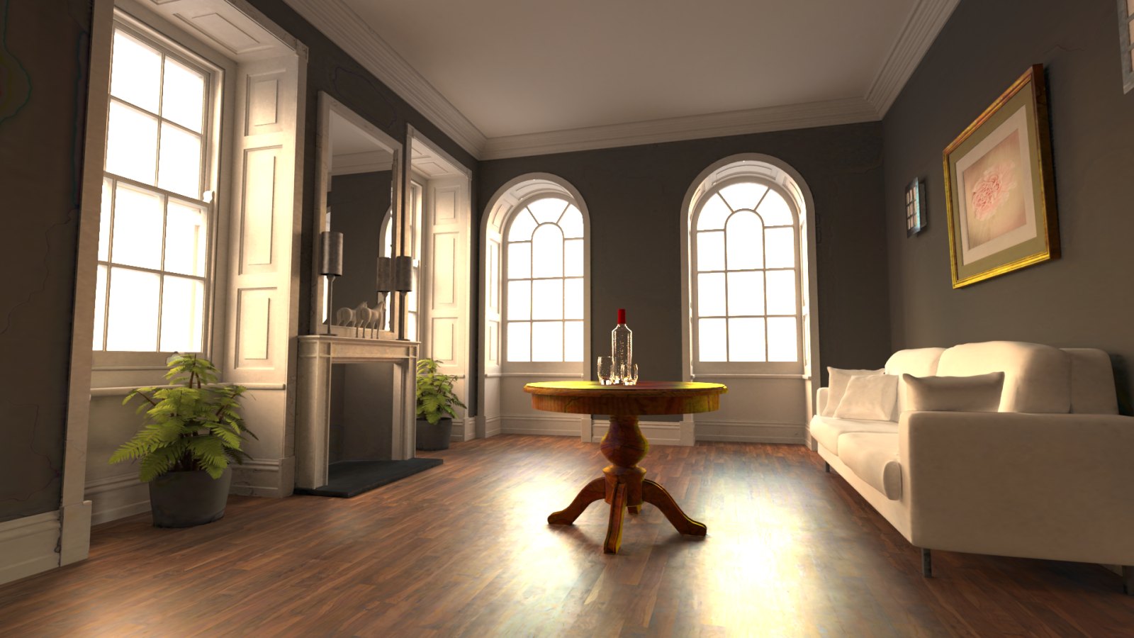 Neural Radiosity with a hash grid on the Living Room scene